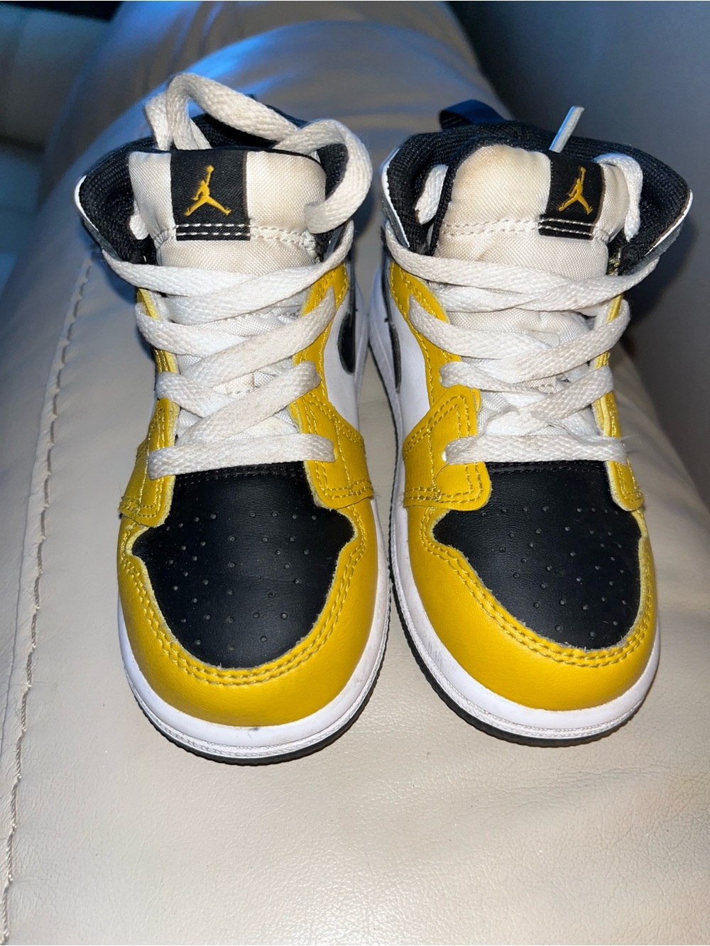 Jordan Kids' High-Top Sneakers in Black, Yellow & White
